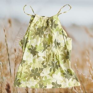 Vintage High Neck Halter Top Pistachio Floral